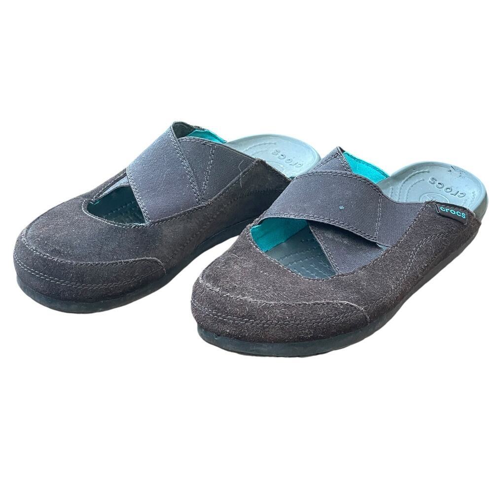 Crocs Edie Suede Mule Slip On Shoes Brown Comfort Women’s Size 6